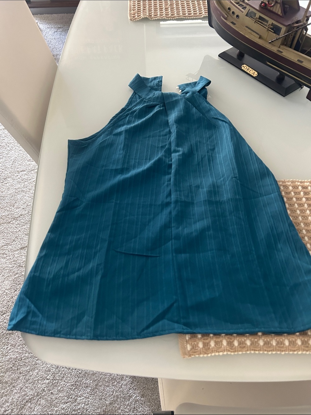 SHEIN Teal Striped Halter Neck Cami